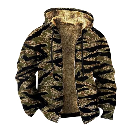 BOTCAM Sudadera con capucha para hombre, informal, holgada, con cremallera impresa en 3D, color rojo oscuro, café, S