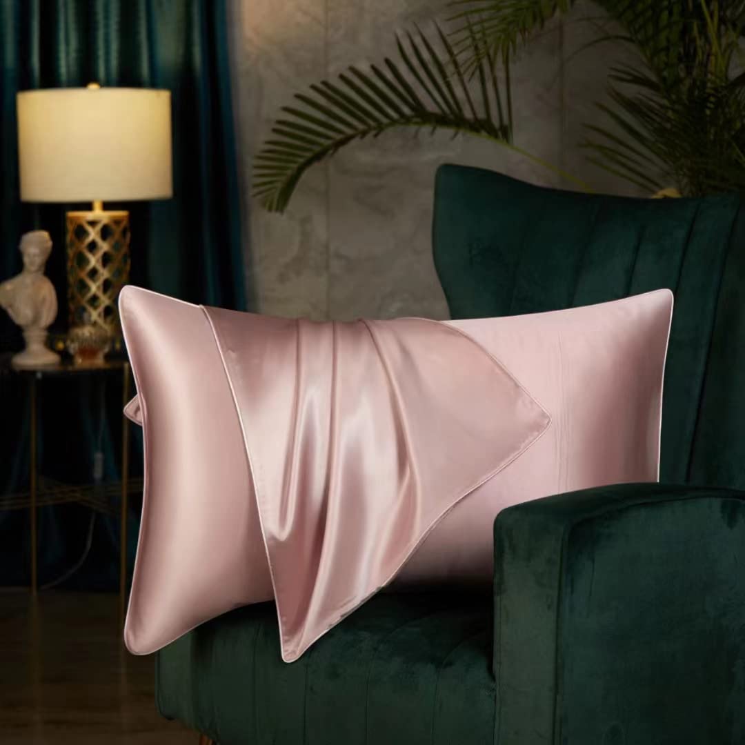 Both Sides Luxury Mulberry Silk Pillowcase 19 Momme Soft Breathable Hidden  Zipper 1pc/pack 100% Pure Natural Silk (Coral, Standard 50x75cm)