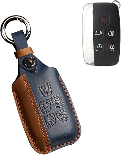 SANRILY Funda de cuero hecha a mano para llavero Land Range Rover Discovery Sport Jaguar, llavero sin llavero, funda inteligente con patrón de