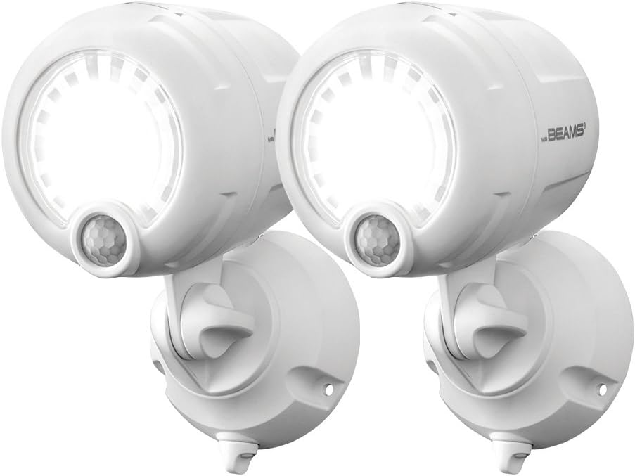 Mr. Beams MB360XT Wireless Battery-Operated Outdoor Motion-Sensor-Activated 200 Lumen LED Spotlight, Brown, 2-Pack - - 
