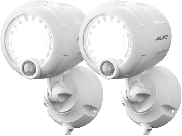 Mr. Beams MB360XT Wireless Battery Operated outdoor Motion Sensor Activated 200 Lumen LED Spotlight, White, pack of 2