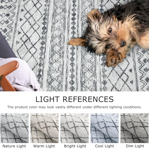 Kuta Moroccan Washable Runner Rug, 2X6 Non-Slip Vintage Grey Boho Rug Hallway Runner Rug Kitchen Rugs Ultra Soft Distressed Geometric Floor Carpet Runner For Bedroom Laundry Living Room thumb #3