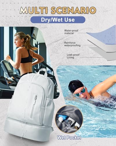 Image of Gym Backpack for Women Men, Lightweight Gym Bag with Shoe Compartment, Waterproof Backpack Sports Essentials with Wet Pocket for Fitness Yoga Sports, Blue