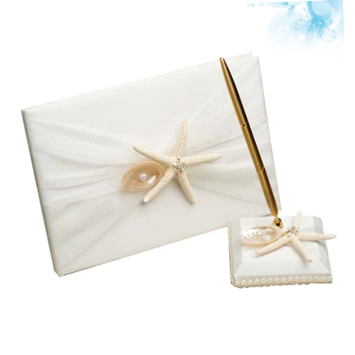 SHOWERORO Libro Degli Ospiti Per Matrimonio Stile Spiaggia Libro Delle Firme Con Penna E Portapenne Per Fidanzamento E Cerimonia Di Matrimonio