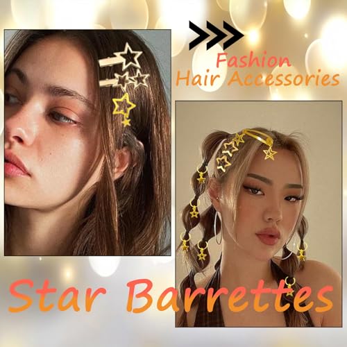Set 24 pinzas de cabello estrella dorada y plateada miniatura 5