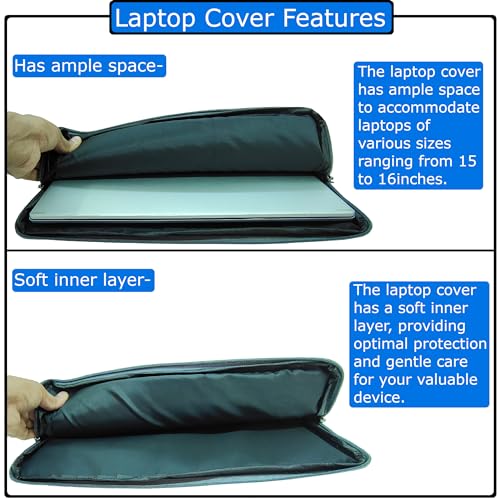 Image of Laptop Sleeve for 14 inch Laptop, Set of 2 Grey Fabric Sleeves (14)