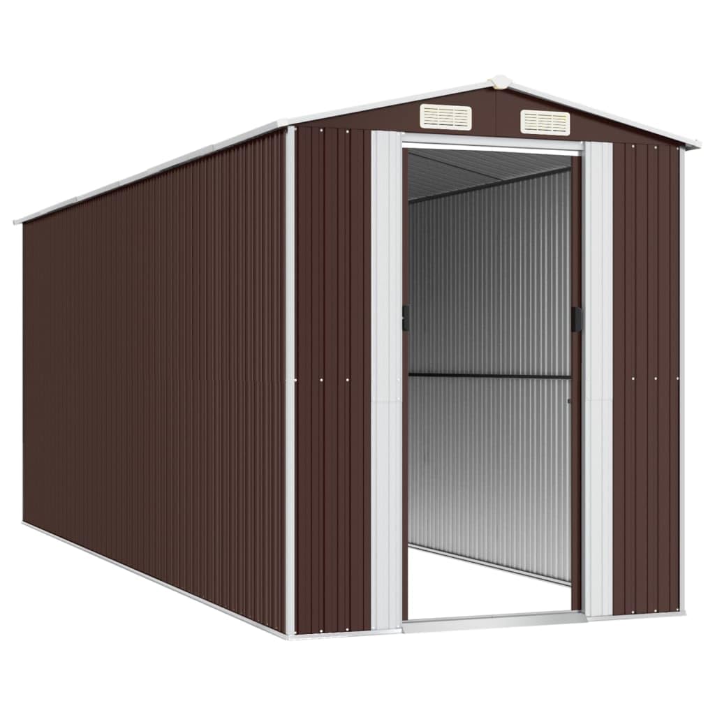 Générique Abri de Jardin Marron foncé 192x523x223 cm Acier galvanisé,Maison & Jardin,Pelouses & Jardins,Vie en extérieur,Structures extérieures,Cabanes & abris de Jardin,3147464