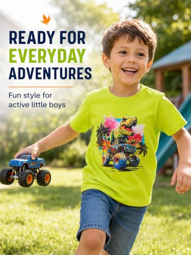Funnycokid Toddler Boys Shirts Kids Tshirt Truck Dinosaur Tees 2T 3T - image 4