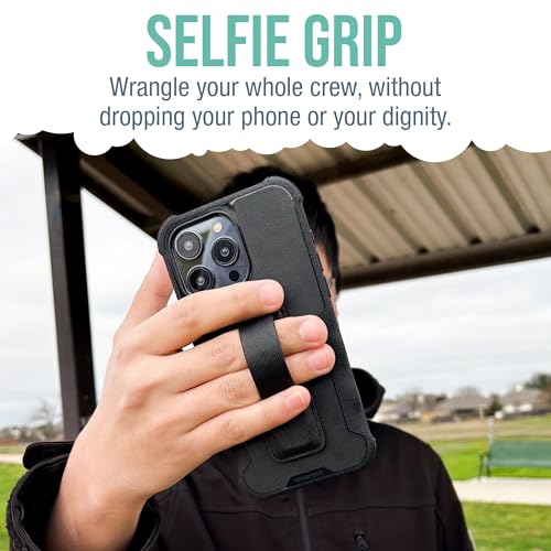 Image of Smartish Phone Grip Loop - Prop Tart - Pop Out Finger Strap and Holder with Kickstand [Compatible with All iPhone & Android Phones] Stick On Phone Ring for All Phone Models - Black Tie Affair