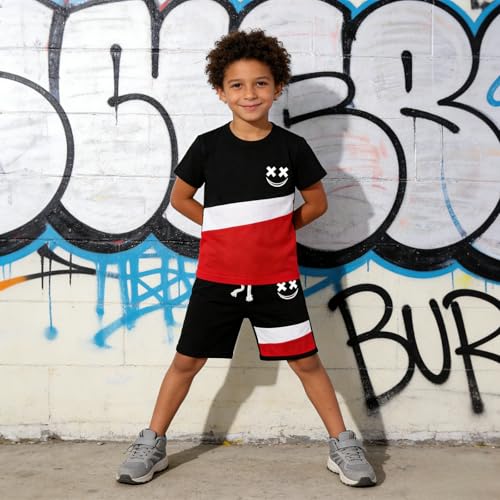 Image of Boys Clothes 2 Piece Size 6-13Y Short Sleeve T-Shirt & Shorts Set Casual Kids Boys Spring Summer Outfits