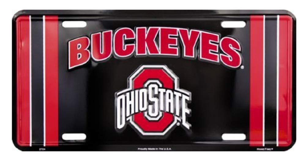 Ohio State Buckeyes Red and Black License Plate Made in The USA