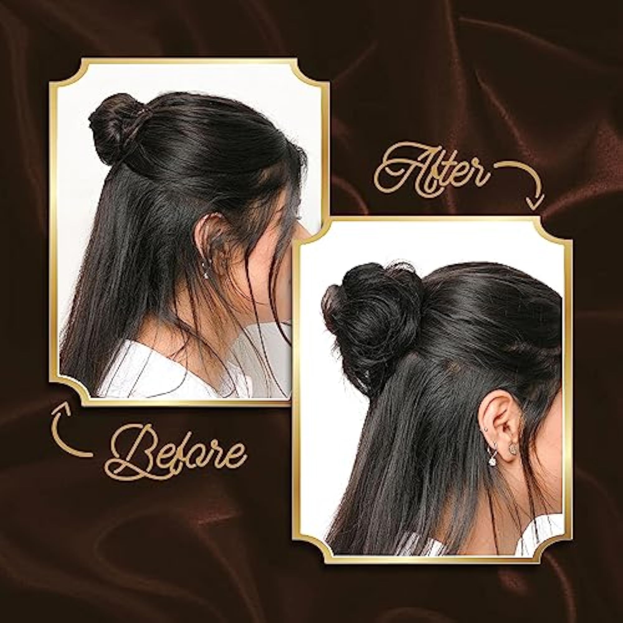 Messy Bun Scrunchie Human Extensions, Light Brown, Set of 1