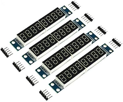 DEVMO 4pcs 8-Digit 7 Segment Module MAX7219 8 Bit Digital Segment Tube LED Display Module Supports Cascade Eight Bit Serial 3 IO Ports Compatible with Ar-duino MCU/51/AVR/STM32