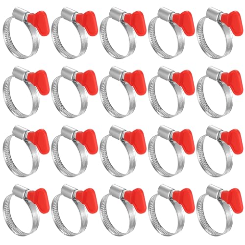20 Stück Schlauchschellen 25-40mm Einstellbare Schlauchschellen Edelstahl Schlauchklemmen Rohrschellen mit Griffe Schlauch Clips Schlauchbinder für Wasserrohr Gas Poolschlauch Benzinschlauch