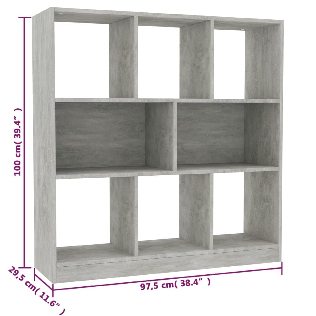 vidaXL Libreria/Credenza Scaffali Versatile Decorativa Mobiletto Arredo Casa Mensole a Giorno Espositore Grigio Cemento 97,5x29,5x100 cm in Truciolato