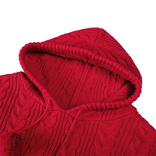 Boboyoyo Cape For Girls Poncho Sweater Pullover Toddler Holiday Sweaters Kids Cute Knitted Top Red Size 7-8 Years #TOP2
