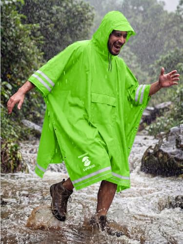 Image of SaphiRose Hooded Rain Poncho Waterproof Raincoat Jacket for Men Women Adults