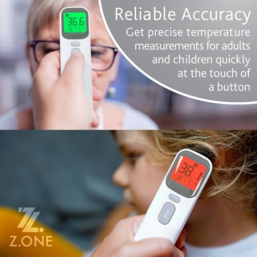Z.ONE Termómetro Infrarrojo 2 en 1 - Para Adultos y Niños, con Modos Frente Oído y Objetos Lecturas Rápidas Precisas, Sin Contacto, Pantalla LCD Pilas Incluidas Paquete de 1 - imagen 3