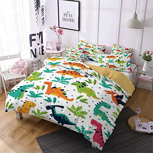 goodbath Single Duvet Cover Set Kids,Cute Cartoon Dinosaurs Bedding Set Boys Girls with 1 Pillowcases,2 Pieces - Image 4