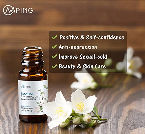 2-Pack Jasmine Essential Oil - 100% Pure Organic Natural Plant (Jasmium Officinale) Jasmine Oil For Diffuser, Aromatherapy, Spa, Massage, Yoga, Perfume, Body - 2X10Ml #TOP2