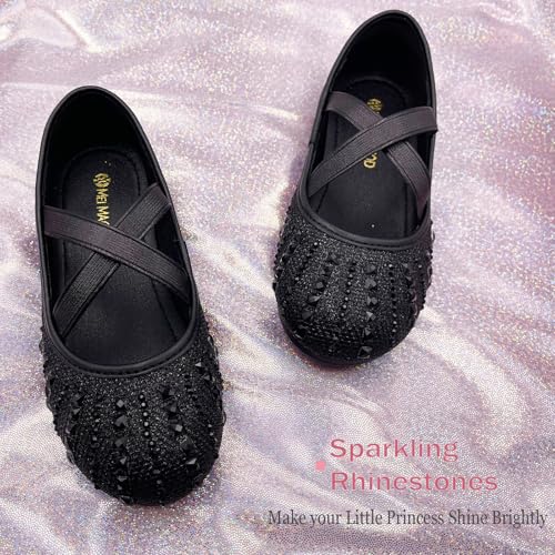 Girls Mary Jane Dress Shoes Rhinestone Dress Shoes Slip On Girl Ballet Flats for Wedding Party, Christmas（Little Kid/Big Kid）3