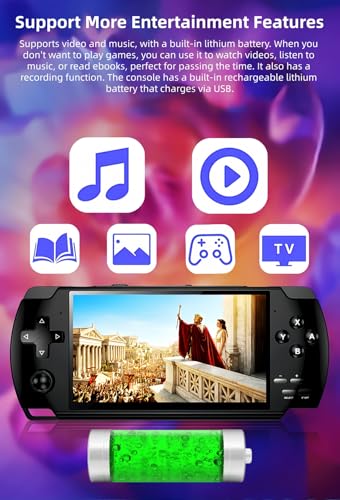 LZYCH 4,3-Zoll-Display, klassische Videospielkonsole, X6, Handheld-Konsole, Emulatoren, mehrere MP4-/MP3-Player, digitale Bücher, TV-Ausgang, Retro, tragbar, Geschenk für Geburtstag/Partys