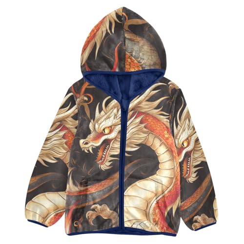 Dragon Girls Fleece Jacket Girls Fall Jacket Girls Zip Up Hoodie Girls Sherpa Jacket 2-10T