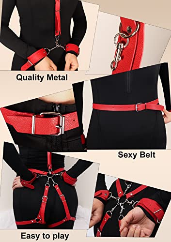 Sex Bondage Bdsm Kit For Couple Play, Restraints Set With Leg Restraint Handcuffs And Thigh Waist Straps, Fashion Underwear Adult Sex Toy For Women, Adjustable Belt Pu Leather Harness #TOP4