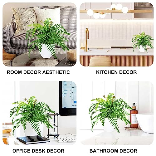 Noukow 14" Small Fake Boston Ferns Artificial Plants For Home Decor Intdoor Fake Potted Plants For Office Desk Farmhouse Room Decor #TOP7
