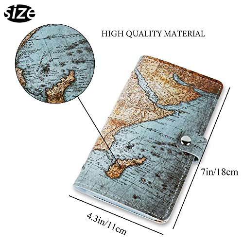 Hennaja Business Card Organizer,Business Card Holder Book Case Pu Leather Organization Binder Name Id Card Holder For Men & Women, Up To 192 Cards Capacity(1-Vintage Map) #TOP2