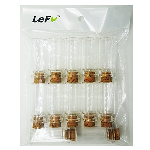 Lefv Mini Cork Top Glass Bottle Vial Charm Kit 3/4 Inch - 50Pcs 0.5Ml Clear Bottles With Corks & 50Pcs Eye Screws - Miniature Empty Sample Jars Message Bottle Small Tiny Size #TOP3