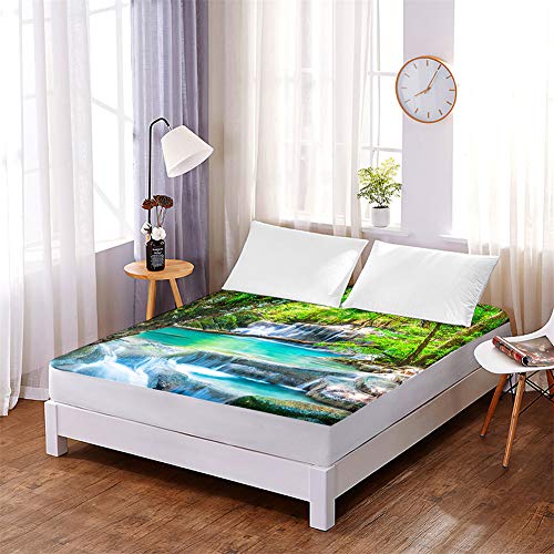 Drap housse 140x200 microfibre pour matelas épais Chickw1 arbre vert
