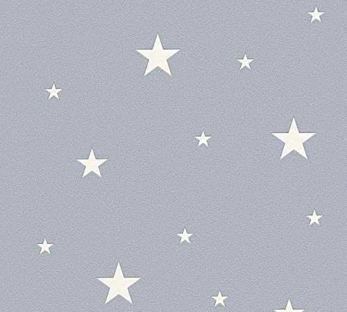 A.S. Création Vliestapete Day & Night glow in the dark Tapete leuchtet im Dunkeln 10,05 m x 0,53 m grau Made in Germany 324403 32440-3