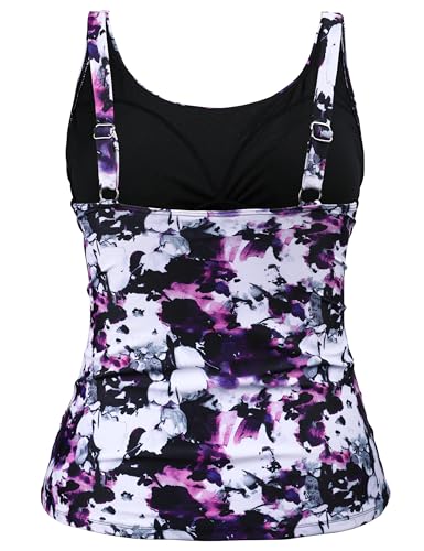 Haut de bain tankini pour femme à armatures drapé violet 16 - 6