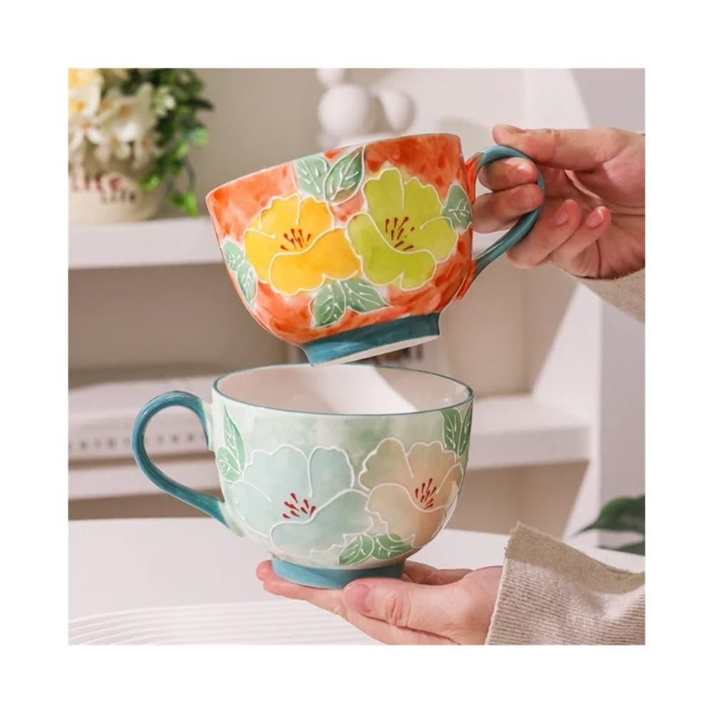 Tazza da tè e caffè in ceramica, fatta a mano, in porcellana, per uso ufficio, ideale per bevande calde e colazione, capacità 500 ml