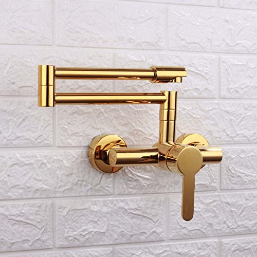 Grifo de cocina de pared plegable con monomando y latón de doble orificio 2
