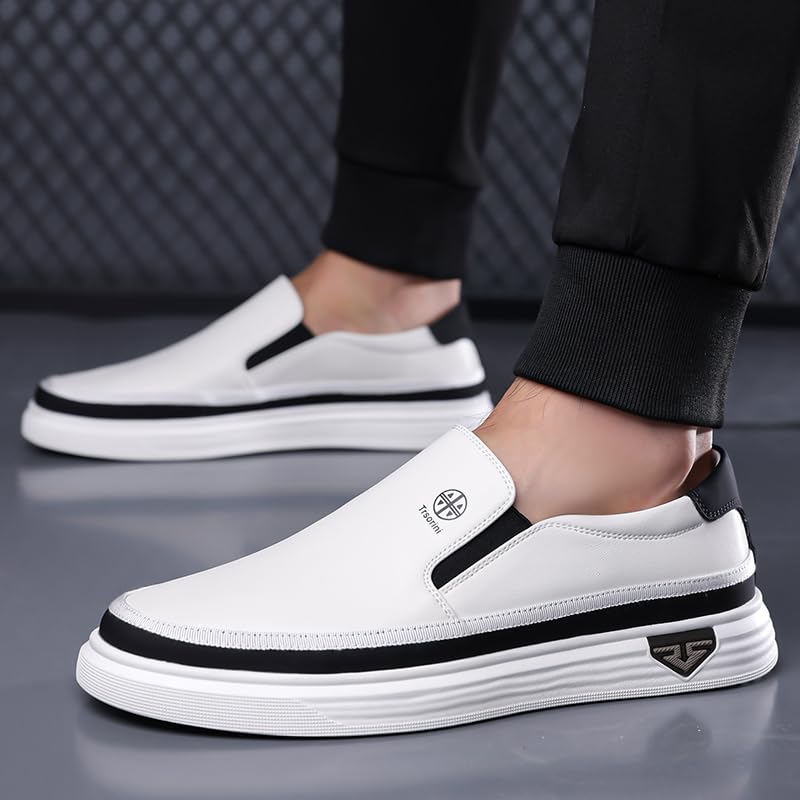 Image of Trsorini Mens Casual Shoes Soft Comfortable Flat Lightweight Moccasin Classic Breathable Leather Men's Shoes