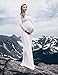 Saslax Maternity Split Front Sheer Chiffon Maternity Gown Maxi Bridesmaid Dress for Photos Shoot White XL