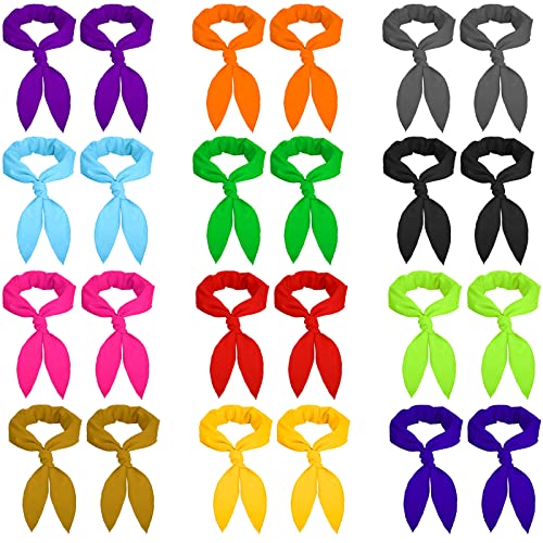 24 Pieces Ice Cooling Scarf Cooling Neck Bandana Cooling Scarves Ice Neck Scarf Cool Bandana Summer Ice Cool Neck Wrap Headband Ice Scarf Collar Neck for Men Women Hot Weather Outdoor Activities