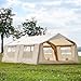 Oxford Inflatable Tents for Camping, 10 Person Glamping Tents with Stove Jack, Hand Pump, Skylights & Canopy,Waterproof 4 Season Use for Camping & Hiking (Beige-10 Person)