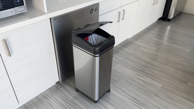 Image of iTouchless Glide 13 Gallon Pet-Proof Sensor Trash Can with Wheels and Odor Control System, Stainless Steel