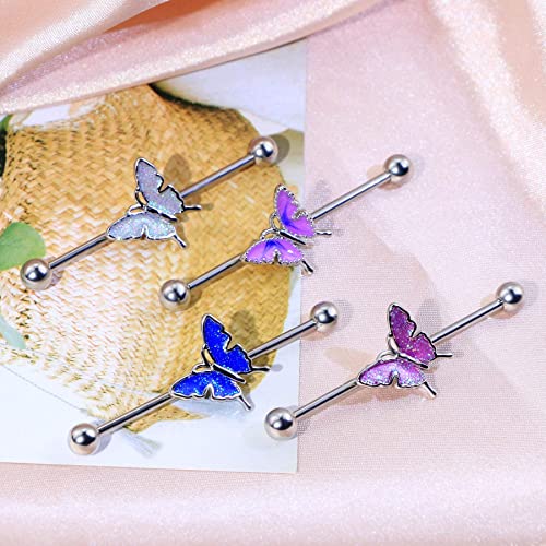 Jewseen Industrial Barbell 14G Industrial Rings Butterfly Industrial Bar Body Piercing Industrial Jewelry For Women Gift #TOP1