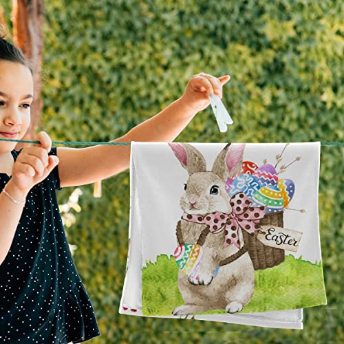Easter Bunny Hand Towels Colorful Eggs Small Bath Towels Soft Guest Face Towel For Bathroom Hotel Gym Spa Decor Set Of 2 #TOP4