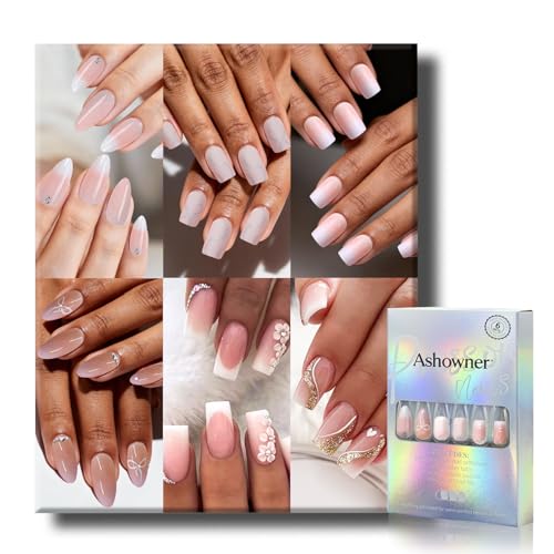 6 Packs (144 Pcs) | Reusable Press on Nails | Stick on Nails 12 Sizes-6 Styles|Gradient