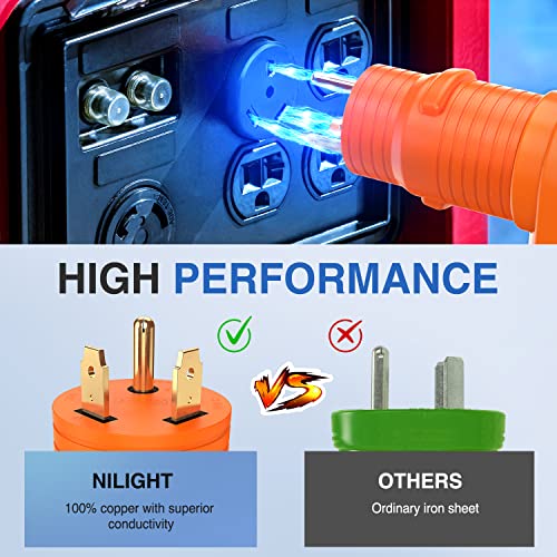 Image of Nilight 30 Amp to 50 Amp RV Power Adapter TT-30P to 14-50R | 3 Prong 125 /250 Volt Heavy Duty Converter 30A Male Plug to 50A Female Receptacle for Camper Caravan Trailer Generator