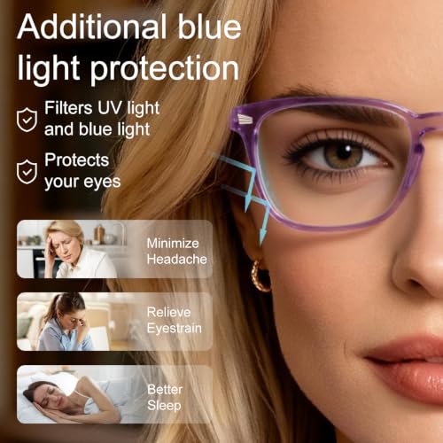 Image of 4 PACKS Blue Light Blocking Reading Glasses Women 1.0 1.25 1.5 1.75 2.0 2.25 2.5 2.75 3.0 3.5 4.0 5.0 6.0