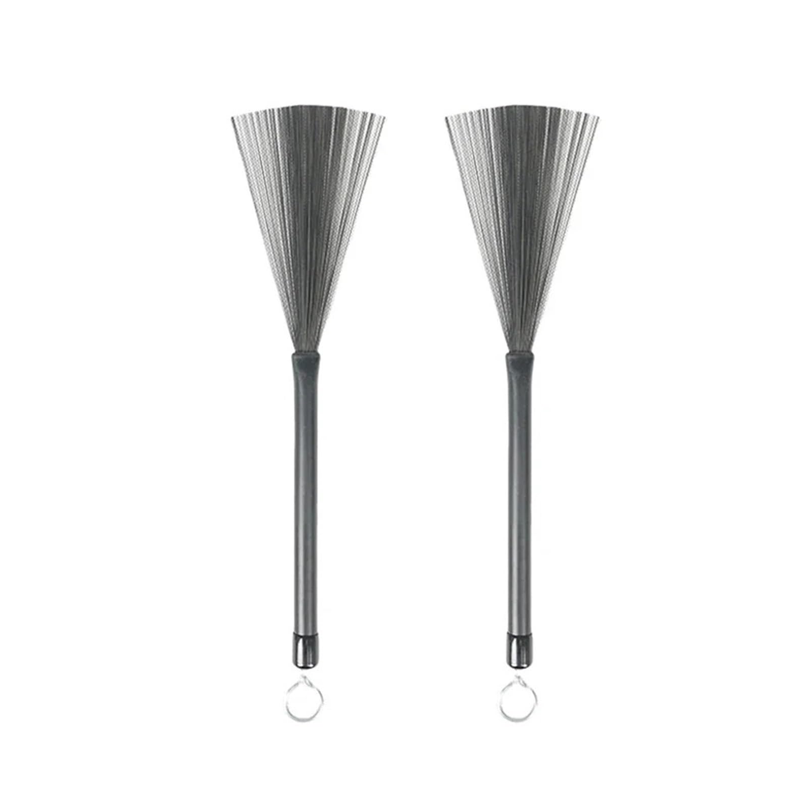Szczotki bębnowe z wysuwanym trzpieniem, Szczotka do bębnów ze stali nierdzewnej, wysuwana, Jazz Folk, 33,5 cm, srebrna, 2 szt(2PCS)