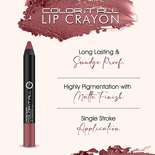 Image of Colors Queen Color It All Long Lasting Crayon Lipstick For Women | Pack of 3 & Get 1 Free | Up to 18 Hours Stay | Matte Finish | Water, Smudge Proof (Dynamite Berry, Rouge, Pink Up & Blood Red,3.5g)