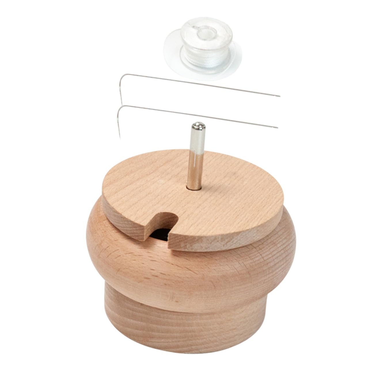 Bol tourne-perles en bois UKCOCO avec aiguille pour création de bijoux DIY