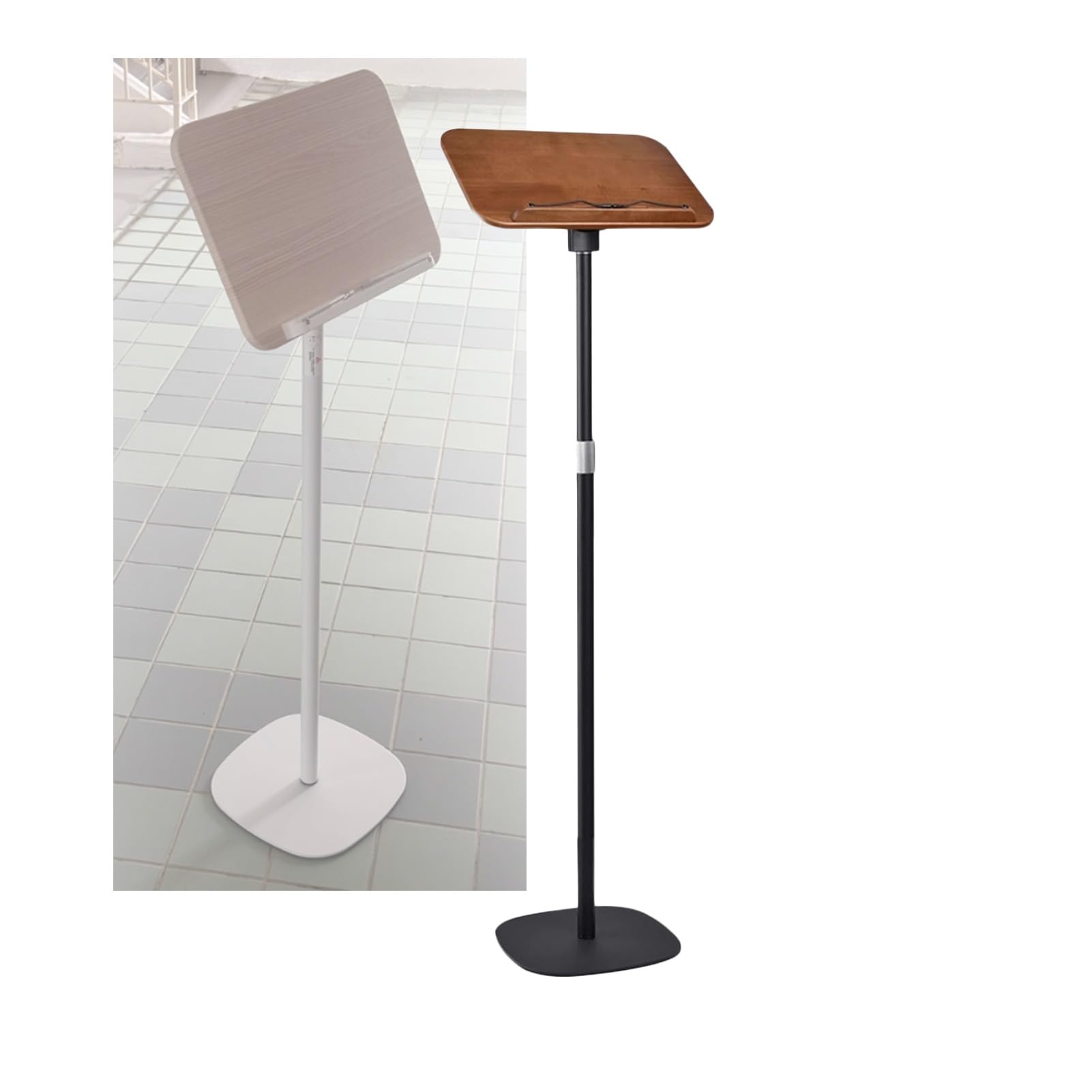 Regulowany stojak podłogowy do czytania, przepisów i nuty, panel 39 x 26 cm, kąt 180°, wysokość od 50 do 130 cm, czarny, uniwersalny stojak na książki i nuty.